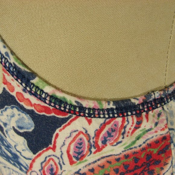 Chaps Navy Blue Multi Color Paisley Tank Style Summer Dress Medium Soft Cotton - Picture 10 of 14